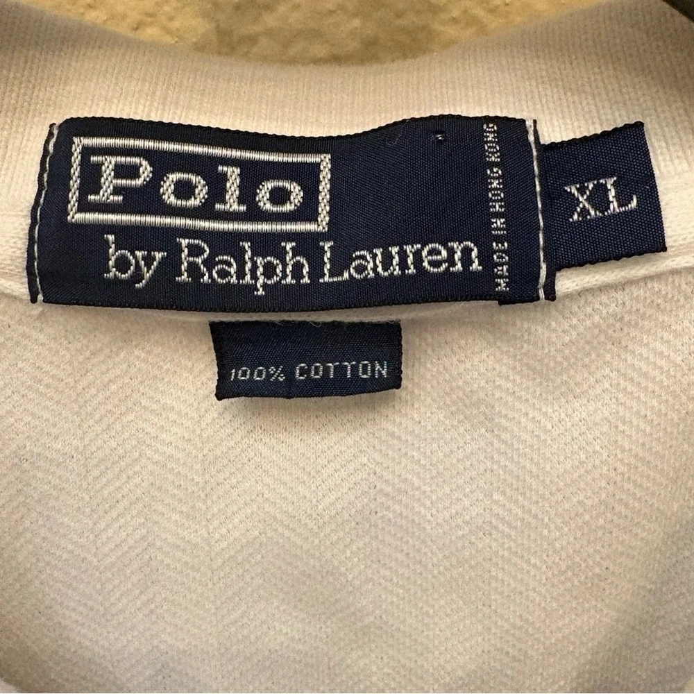 Vintage Polo by Ralph Lauren Men White Embroidery Polo Shirt Size XL-Hong Kong